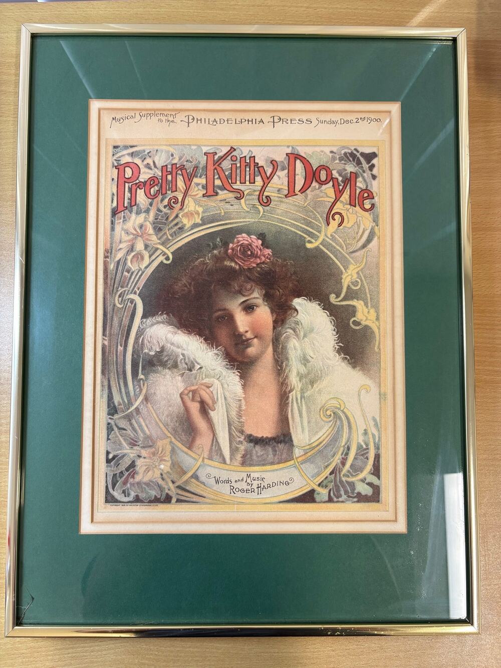 Vtg 1900 “ Pretty Kitty Doyle” Musical Cover Art Framed